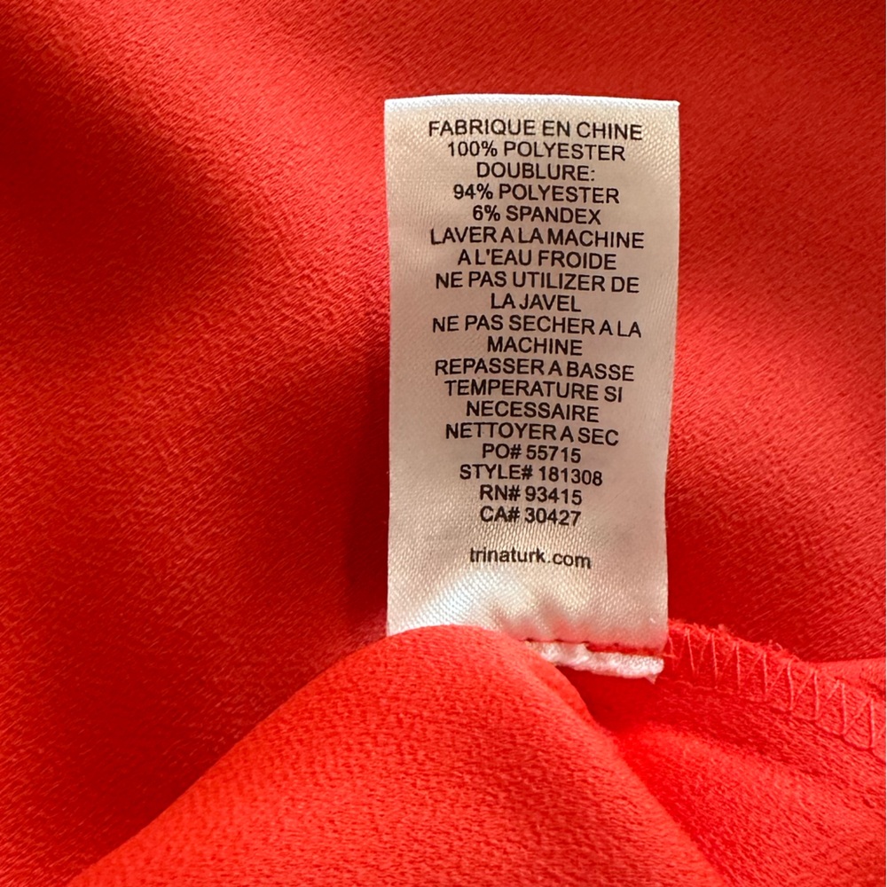 NWOT Trina Turk Women's XS Kaiko Orange crepe Shift dress  3/4 sleeve - Picture 11 of 13